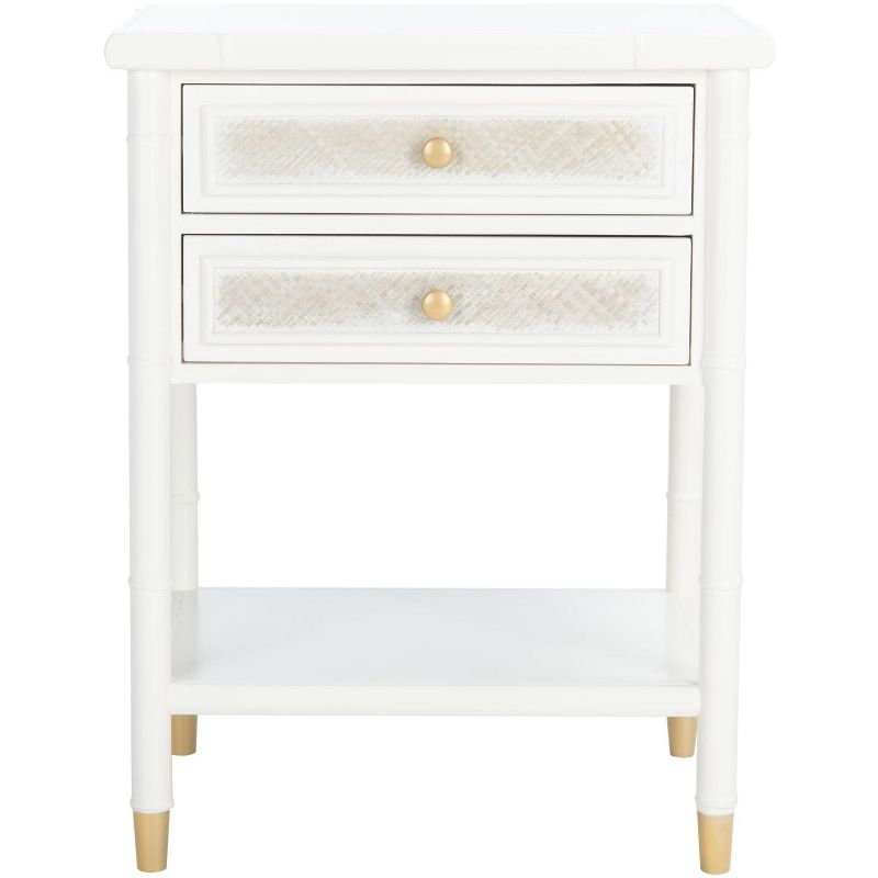 Ahab 2 Drawer 1 Shelf Accent Table - White/Gold - Safavieh