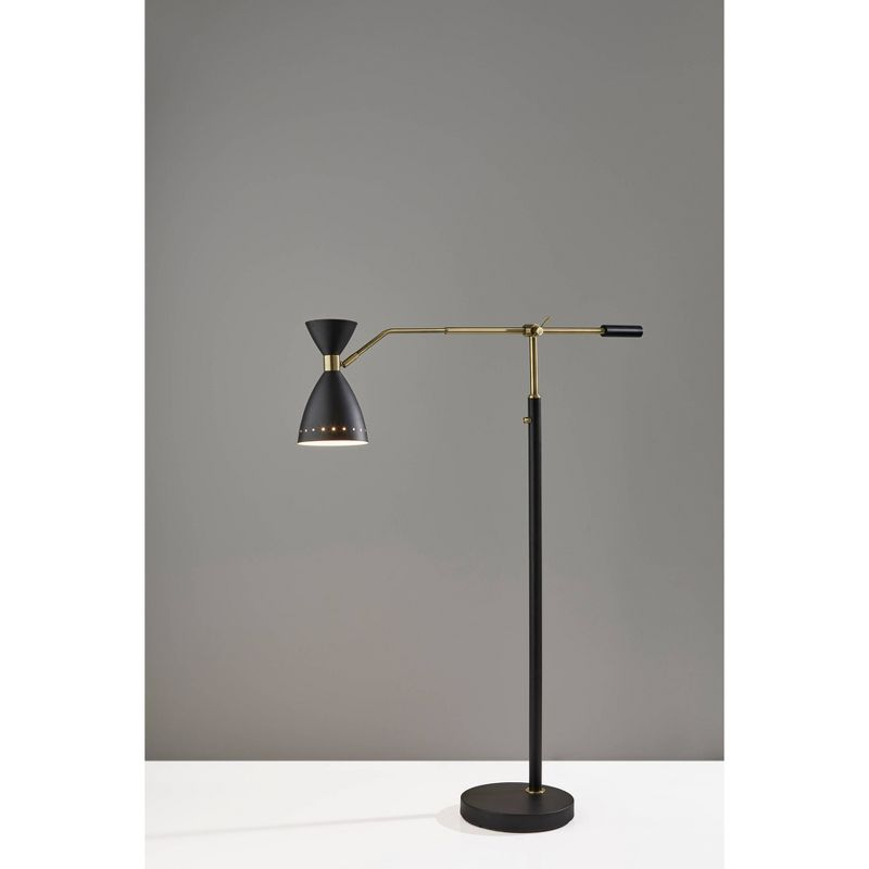 Oscar Adjustable Floor Lamp Black - Adesso: Mid-Century Style, Extended Arm, ETL Listed