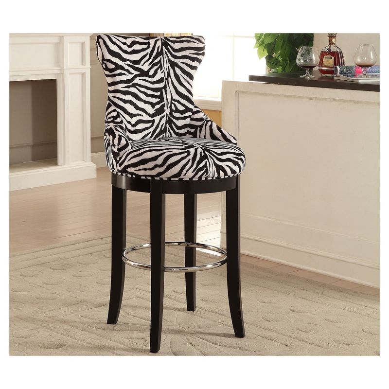 Baxton Studio Peace Modern and Contemporary Zebra Print Patterned Fabric Upholstered Barstool with Metal Footrest Beige: Plywood Frame