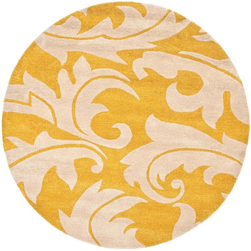 Soho SOH841 Hand Tufted Indoor Area Rug - Gold/Ivory - 6' round - Safavieh.