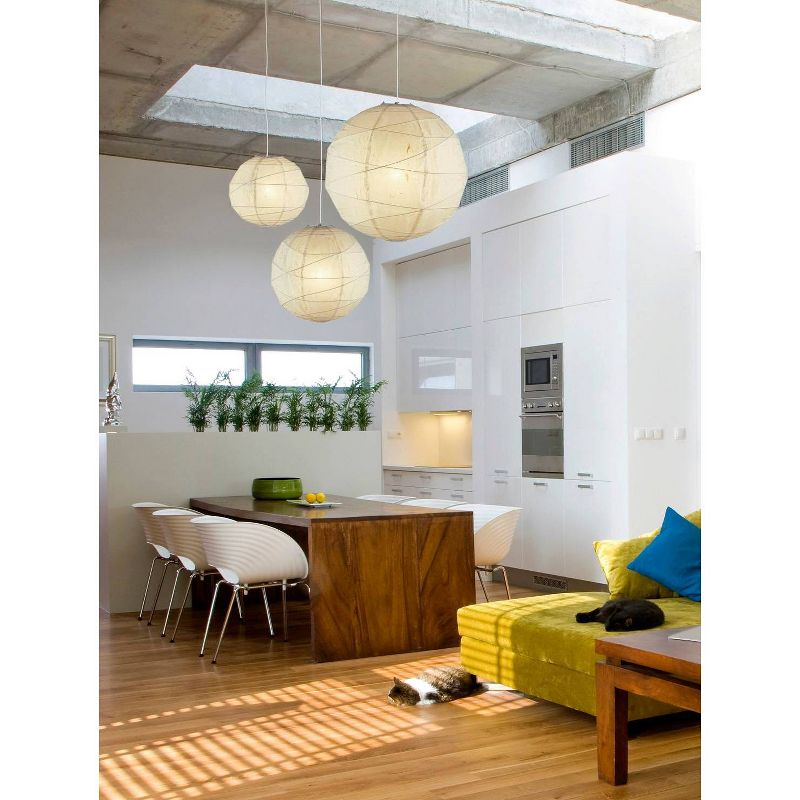 Orb Medium Pendant Natural - Adesso: Rice Paper Shade, 15-Foot Cord, ETL Listed