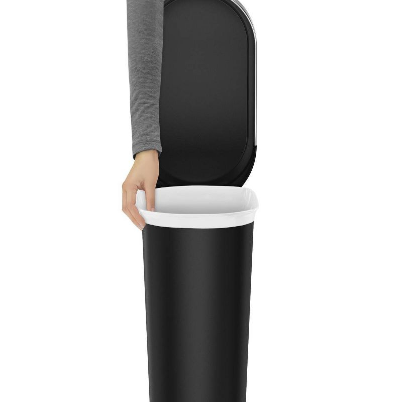 simplehuman 40L Slim Liner Rim Kitchen Step Trash Can Black Plastic: 10 Gallon Indoor Garbage Can, Spot Clean, 24.3" Height