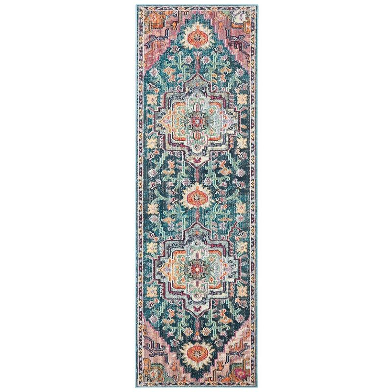 Crystal CRS501 Loomed Indoor Accent Rug - Teal/Rose - 2'2"x5' - Safavieh