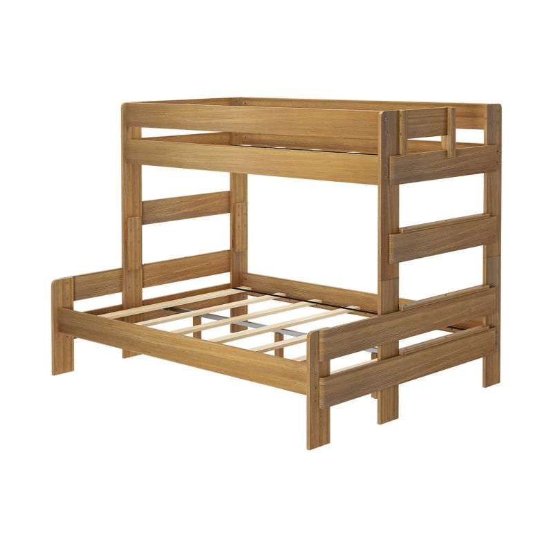 Max & Lily Solid Wood Bunk Bed, Twin XL over Queen Modern Farmhouse Platform Bed Frame For Kids