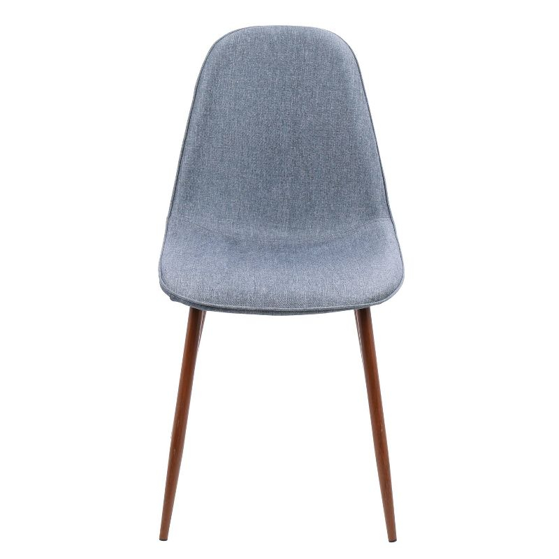 LumiSource Set of 2 Pebble Mid-Century Modern Dining Accent Chairs Walnut/Light Blue: Upholstered, Metal Legs, Floor Protectors