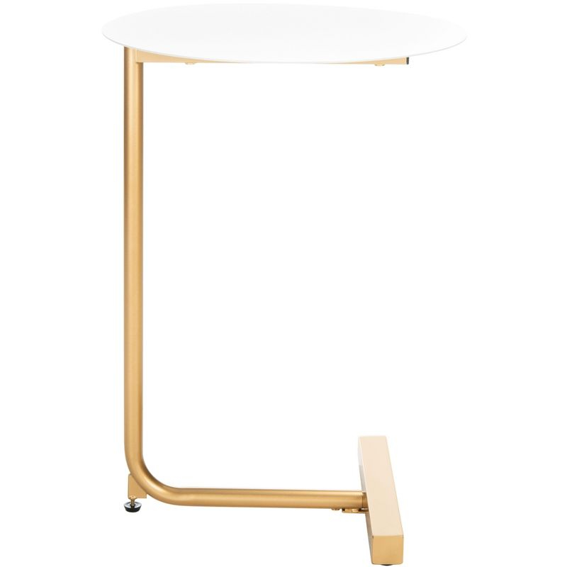 Haylee Round Side Table - White/Gold - Safavieh.