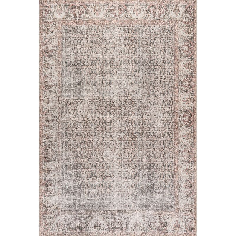 Nuloom Hillstone Collection Marlowe Traditional Vintage Medallion Area Rug, 6' 7" x 9', Light Rust