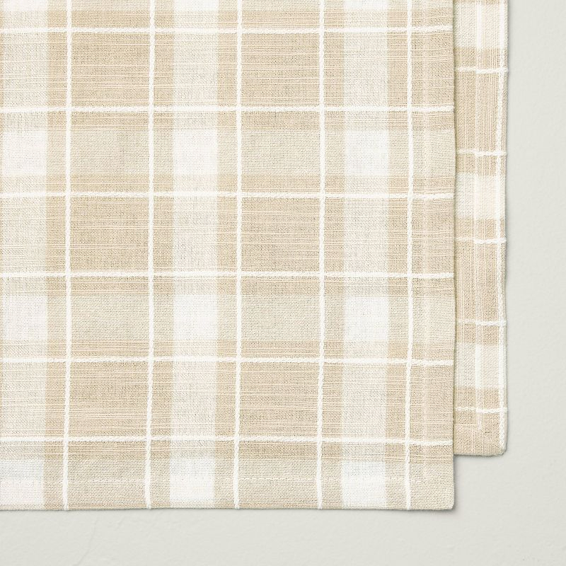 4pk Grid Plaid Cloth Napkins Beige/Cream - Hearth & Hand™ with Magnolia