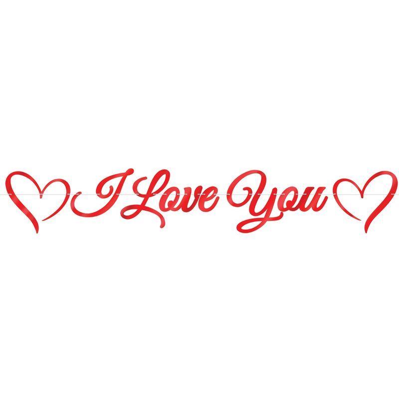 Beistle Foil I Love You Streamer, 11" x 6', (2/Pkg) Red
