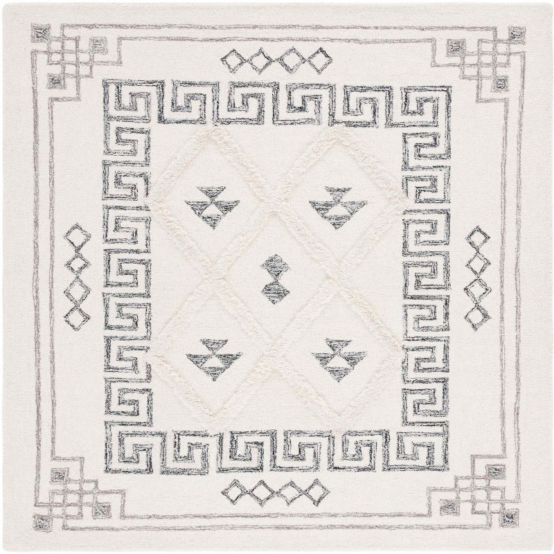 Casablanca CSB989 Hand Tufted Indoor Area Rug - Ivory/Black - 6'x6' - Safavieh