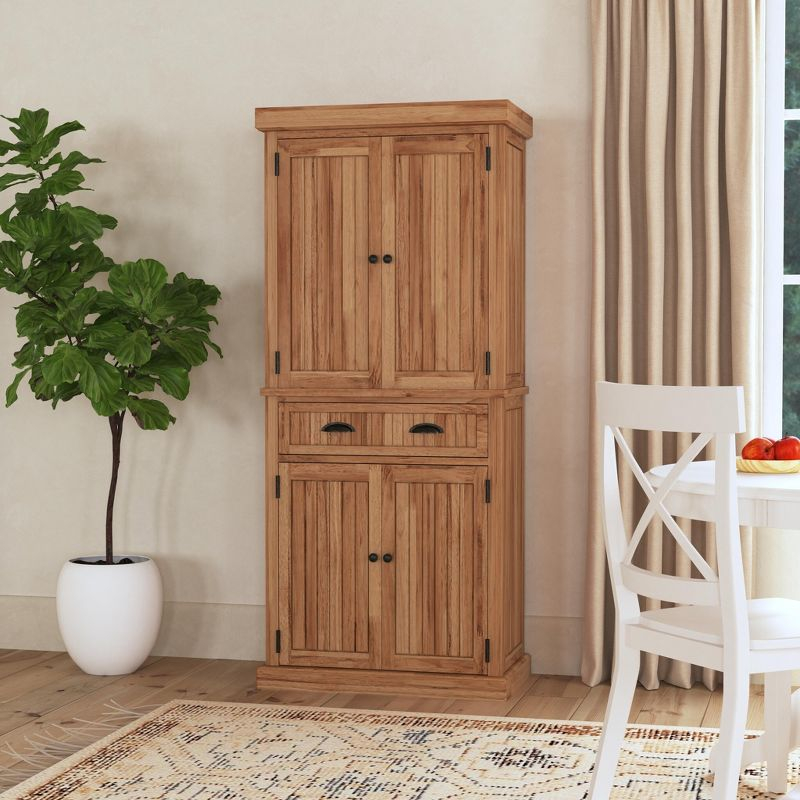 Nantucket Kitchen Storage Pantry - Natural: Home Styles, Hardwood Standing Cabinet with Drawer & Shelves