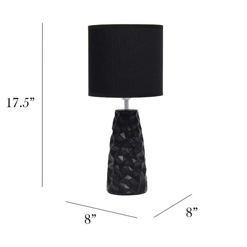 Sculpted Ceramic Table Lamp Black - Simple Designs: Modern Bedside Light, ETL Listed, No Assembly Required