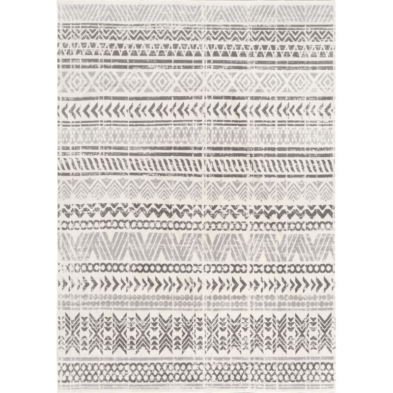 Nuloom Chloe Geometric 5x8 Indoor Area Rug for Living Room Bedroom Dining Room Kitchen, Light Grey/Ivory
