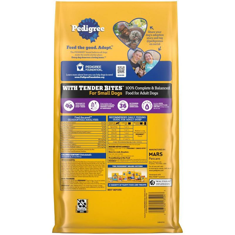 Pedigree with Tender Bites Chicken, Vegetable, Steak and Beef Flavor Dry Dog Food for Small Dogs - 3.5lbs
