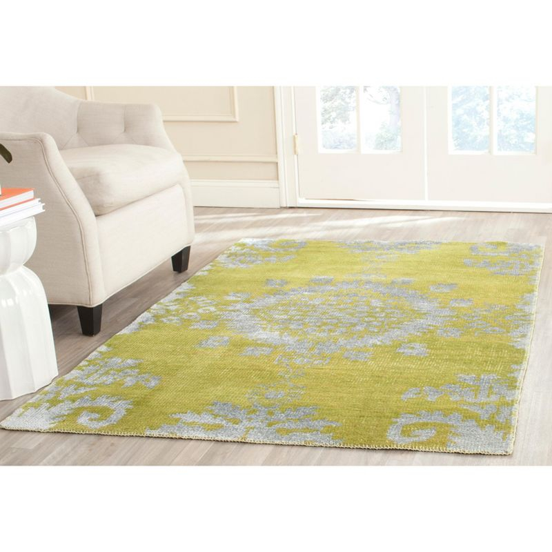 Stone Wash STW235 Hand Knotted Indoor Area Rug - Chartreuse - 4'x6' - Safavieh