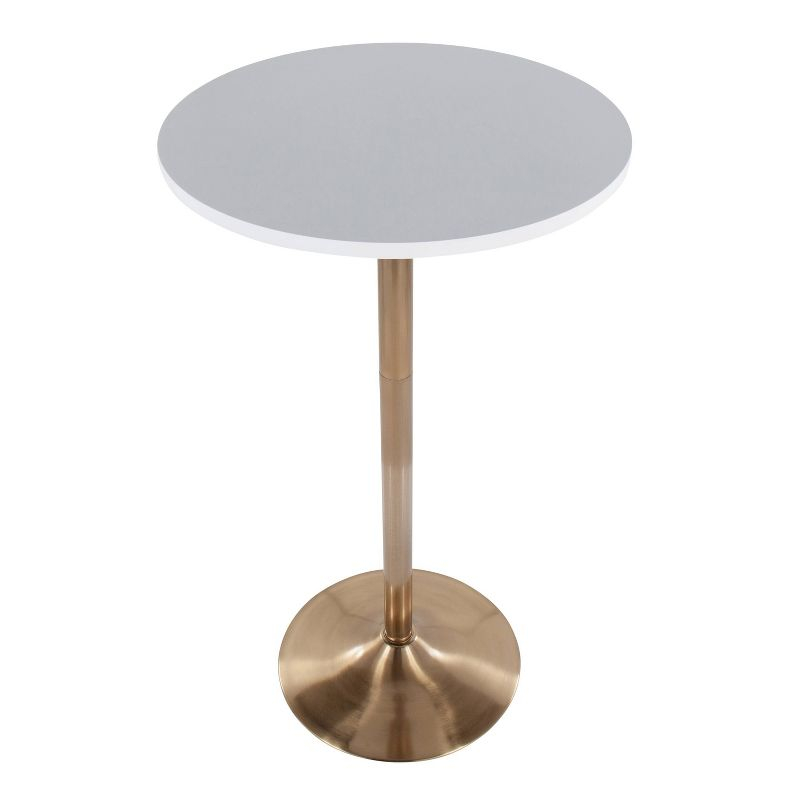 Pebble 24" Bar Height Table Gold/Whites - LumiSource: Modern Round Pedestal, MDF Top, Metal Frame, Seats 2