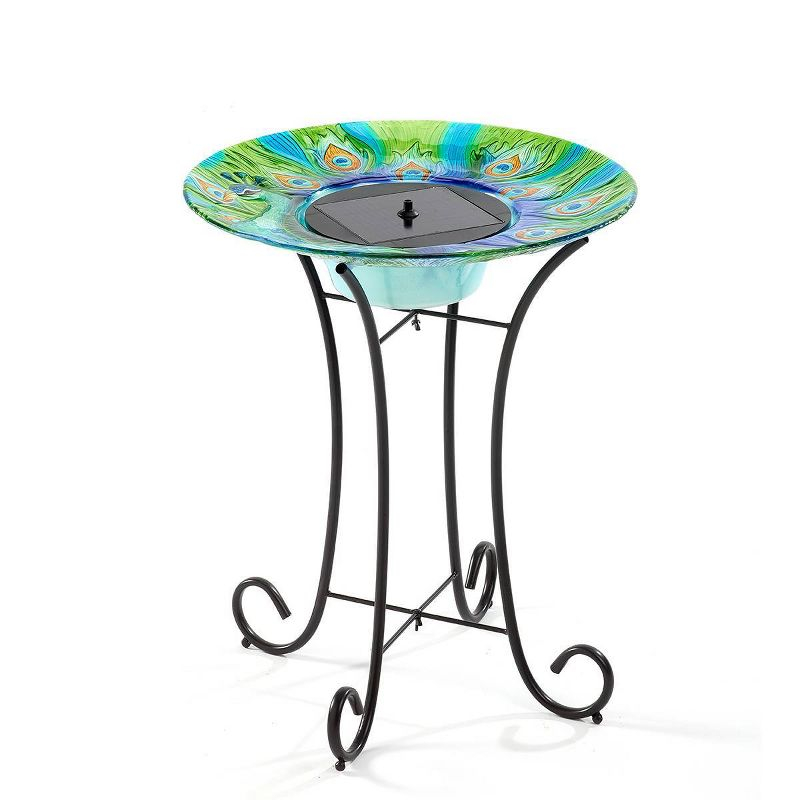Smart Solar 24.3 " Argus Peacock Glass Solar Bird Bath