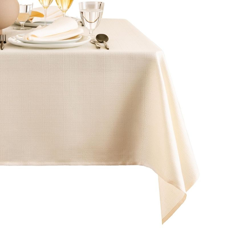 Laurel Solid Texture Water and Stain Resistant Tablecloth - 60" x 144" - Ivory - Elrene Home Fashions