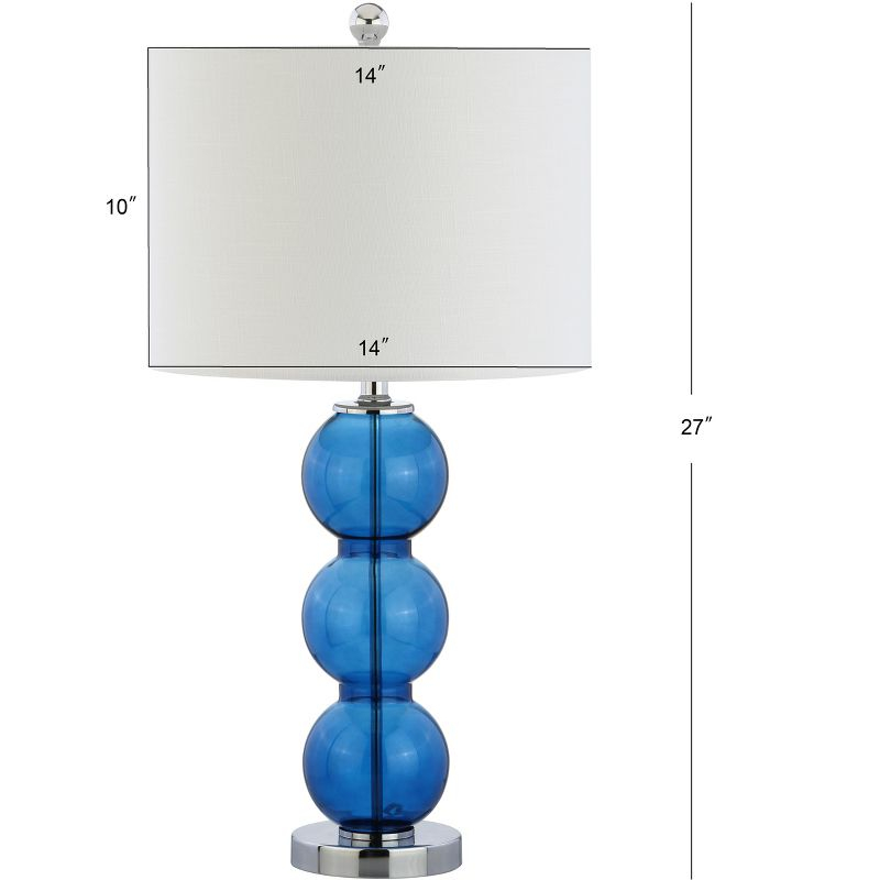 JONATHAN Y Bella 27" Glass Triple-Sphere LED Table Lamp, Cobalt Blue/Chrome (Set of 2)