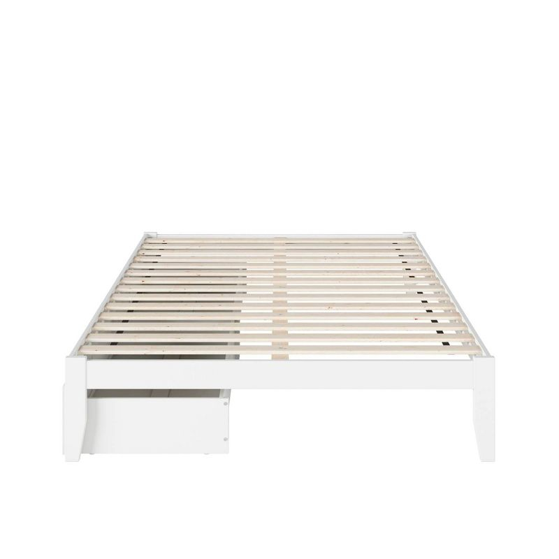 Queen Colorado Bed with USB Turbo Charger and 2 XL Drawers White - AFI: Mid-Century Modern, No Box Spring Needed