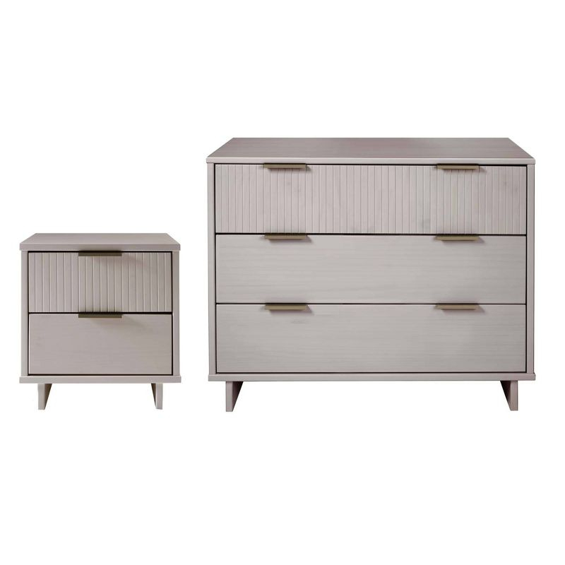 Manhattan Comfort 2pc Granville Dresser and Nightstand Bedroom Set Light Gray: Modern Style, 30-Day Warranty, Anti-Tip Hardware