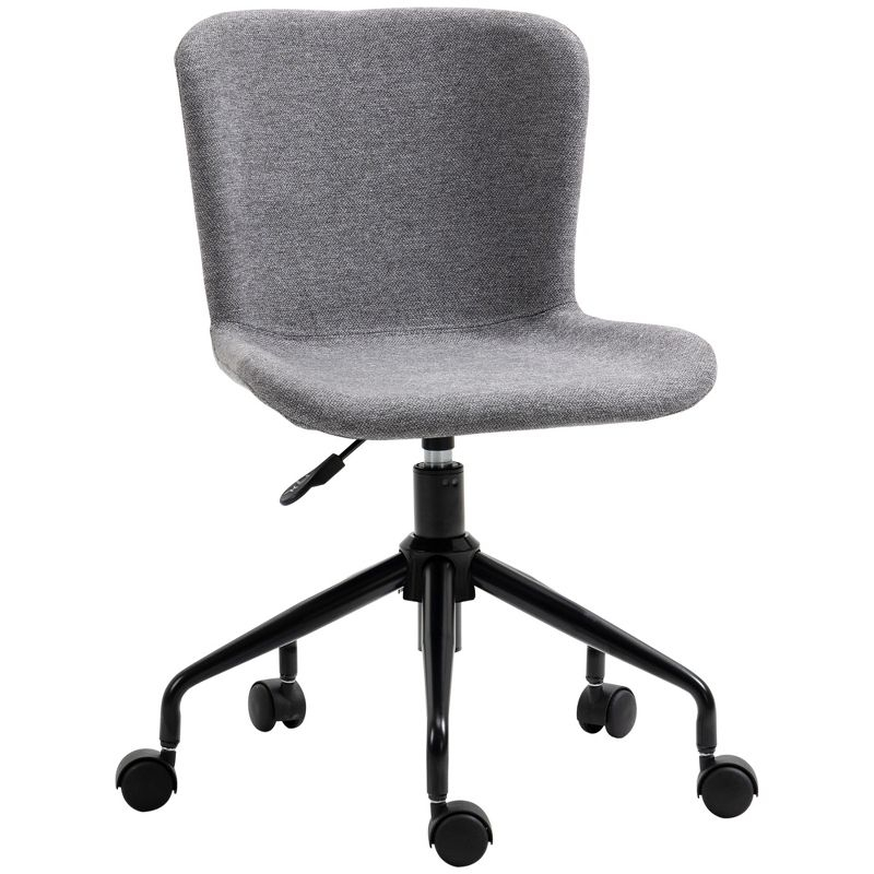 Vinsetto Home Office Chair, Swivel Task Chair with Adjustable Height and Armless Design for Small Space, Living Room, Bedroom, Gray