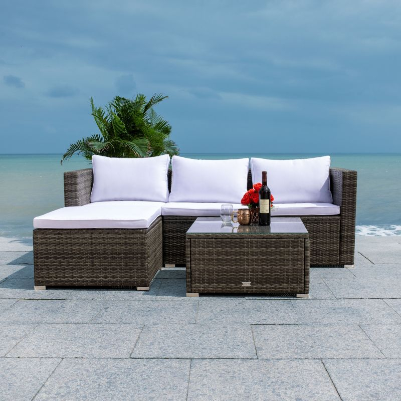 Madalina Living Set - Indoor/Outdoor - PAT7509 - Grey Brown/White - Safavieh