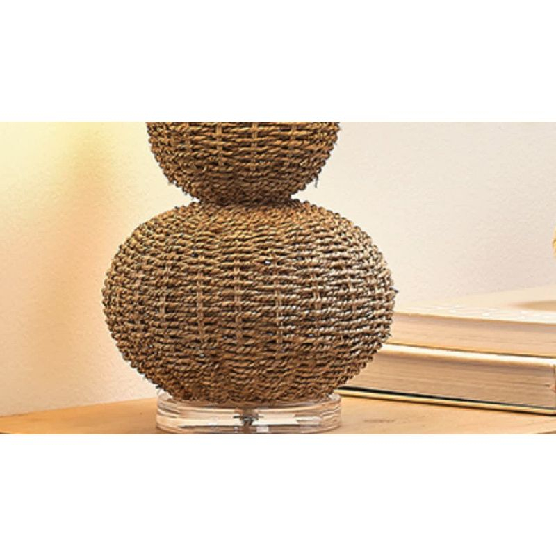 Arliss Seagrass Table Lamp Brown - Splendor Home: Rustic Linen Shade, UL Listed, 3-Way Switch