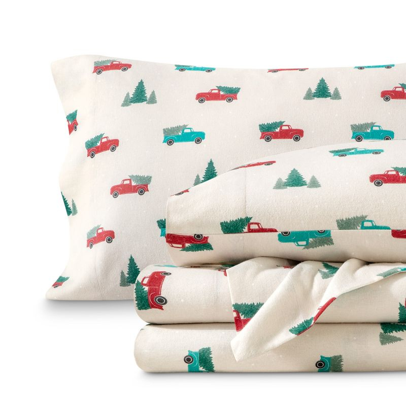 Vintage Truck Cotton Flannel Twin Sheet Set by Bare Home