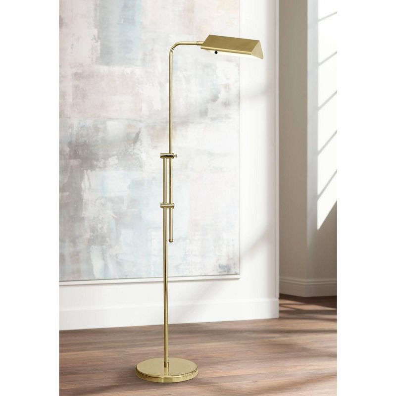 Regency Hill Traditional Adjustable Pharmacy Floor Lamp 54" Tall Brass Adjustable Metal Head for Living Room Reading Bedroom Office