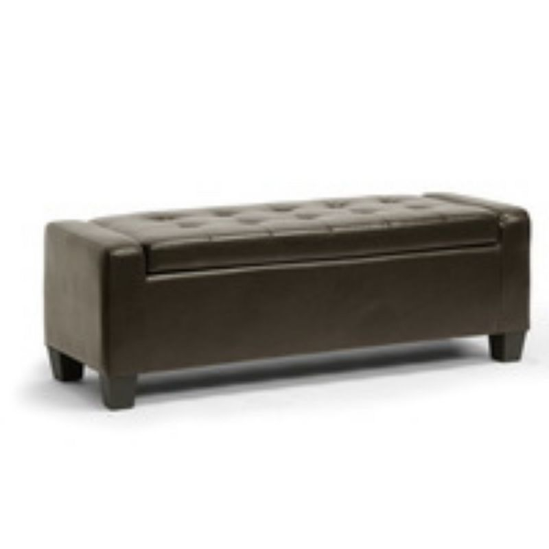 Manchester Ottoman Dark Brown - Baxton Studio: Modern Upholstered Bench, Wood Composite Frame, Spot Clean