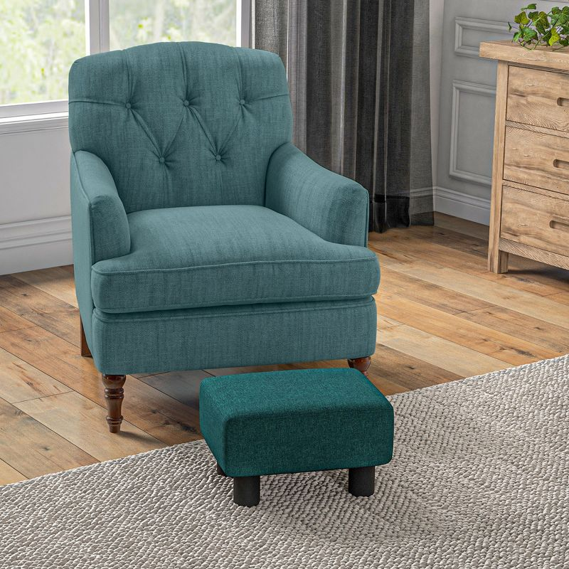 HOMCOM 16" Cube Modern Linen Fabric Pouf Footrest Ottoman - Green