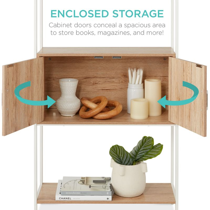Best Choice Products Storage Bookshelf for Living Room, Walkway w/ Enclosed Cabinet, Elevated Design
