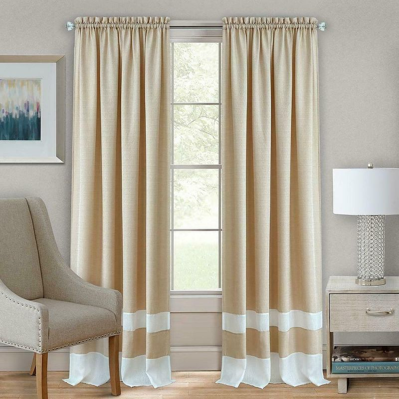 Kate Aurora 2 Pack Shabby Linen Farmhouse Sheer Flax Window Curtains - 52 in. W x 84 in. L, Taupe