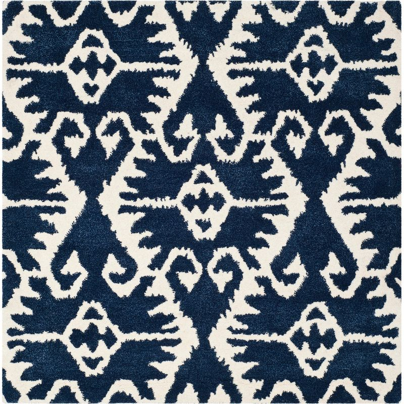 Wyndham WYD323 Hand Tufted Indoor Area Rug - Royal Blue/Ivory - 7'x7' - Safavieh