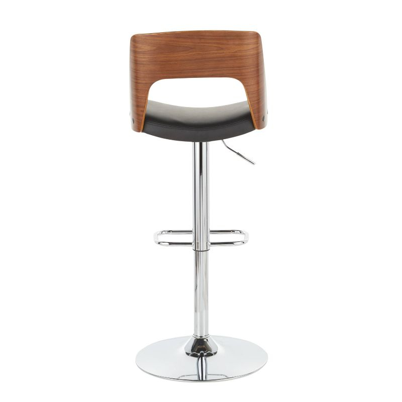 LumiSource Set of 2 Valencia Mid-Century Modern Adjustable Barstools Black: Swivel, Faux Leather Upholstery, Metal Legs