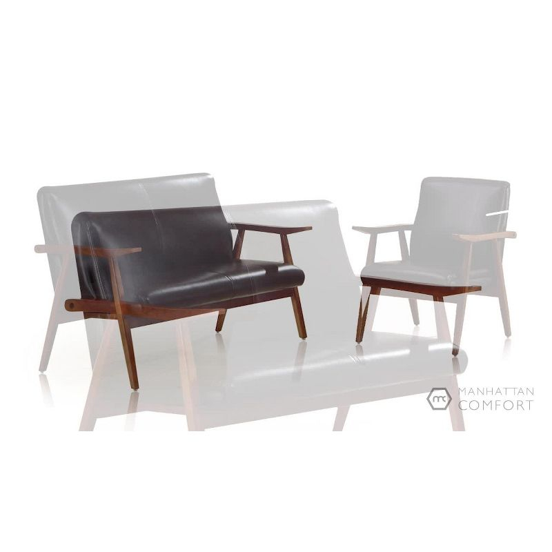 2pc Archduke Loveseat and Armchair Set - Manhattan Comfort: Faux Leather, Beechwood Legs, No Assembly Required