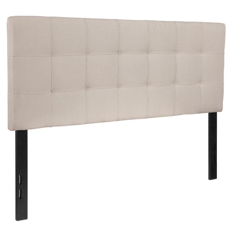 Emma and Oliver Quilted Tufted Upholstered Full Size Headboard in Beige Fabric