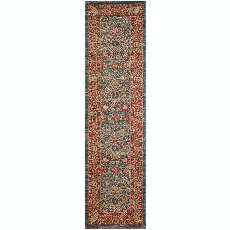 Mahal MAH655 Power Loomed Indoor Runner Rug - Navy/Red - 2'2"x8' - Safavieh.