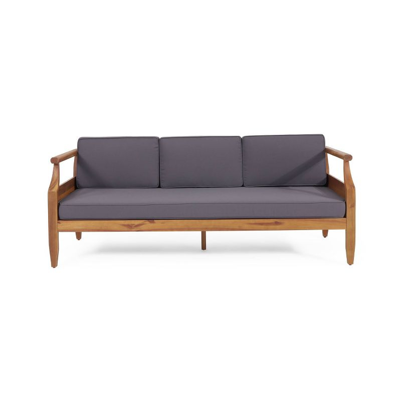 Aston Outdoor Mid-Century Modern Acacia Wood Sofa with Water-Resistant Cushions - Christopher Knight Home