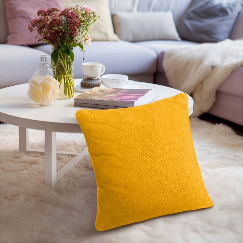 PAVILIA Set of 2 Throw Pillow Covers, Decorative Velvet Square Cushion Cases for Bed Sofa Couch Bedroom Living Room, Yellow/18 x 18