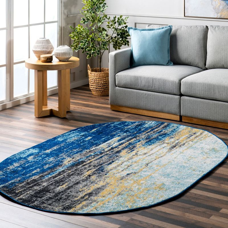 Nuloom Katharina Abstract Oval 8x10 Area Rug for Living Room Bedroom Dining Room Kitchen, Blue/Multicolor