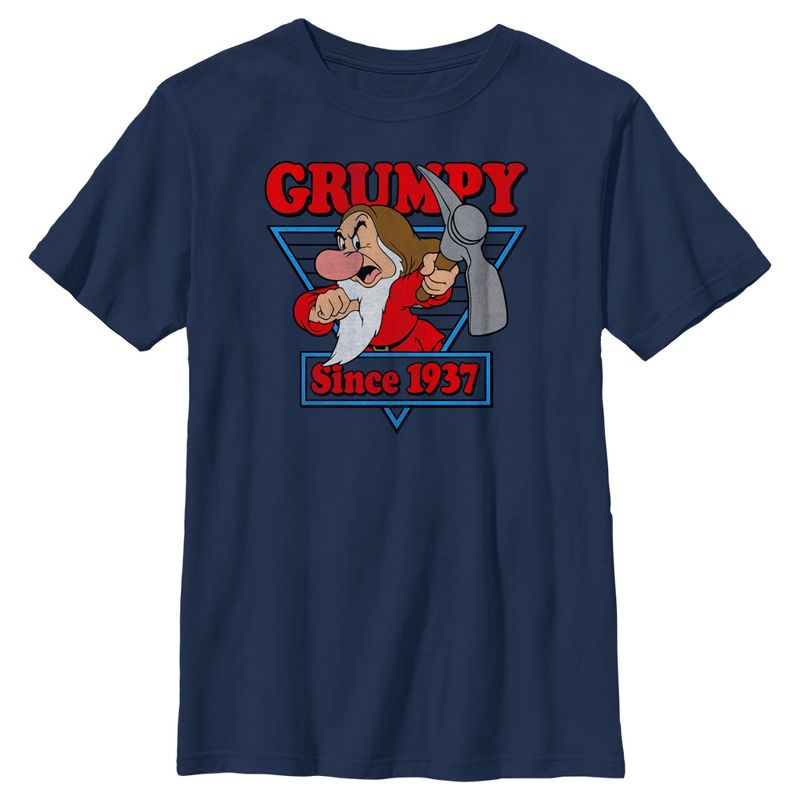 Boy's Snow White and the Seven Dwarves Grumpy Since '37  T-Shirt - Navy Blue - X Small