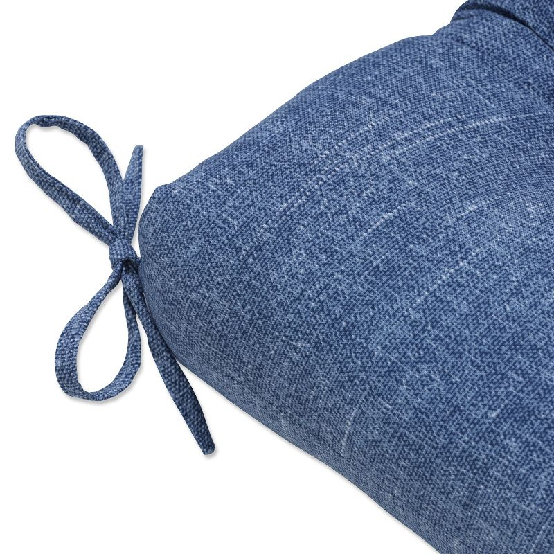 48" x 18" Outdoor Tufted Bench/Swing Cushion Tory Denim Blue - Pillow Perfect: Weather & Fade-Resistant