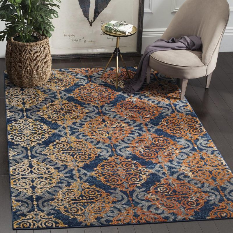 Evoke EVK230 Power Loomed Indoor Area Rug - Blue/Orange - 4'x6' - Safavieh