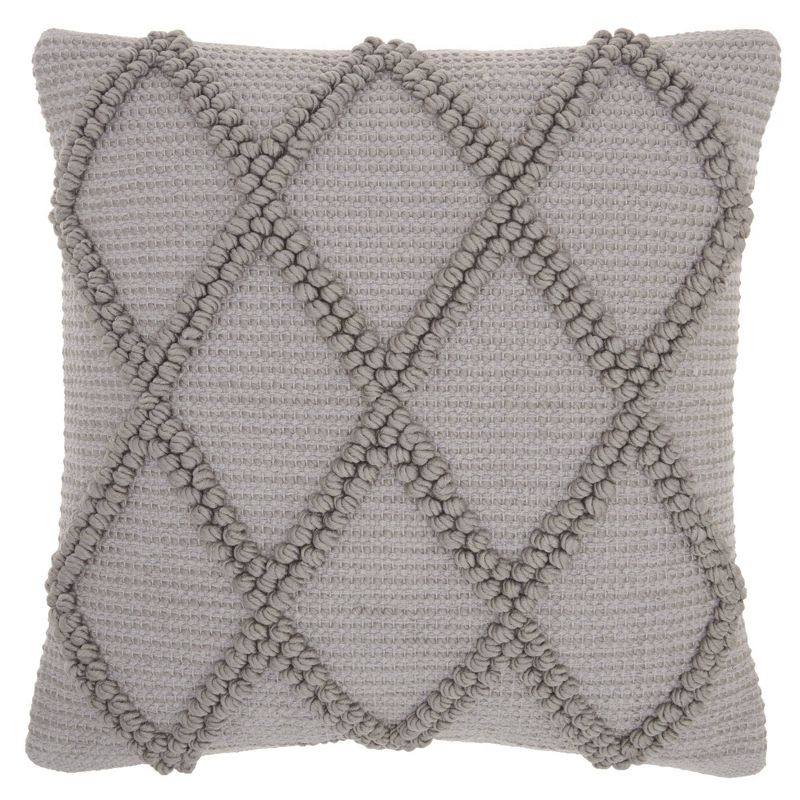 18"x18" Life Styles Diamond Lattice Square Throw Pillow Light Gray - Mina Victory: Cotton Blend, Indoor Decorative Cushion