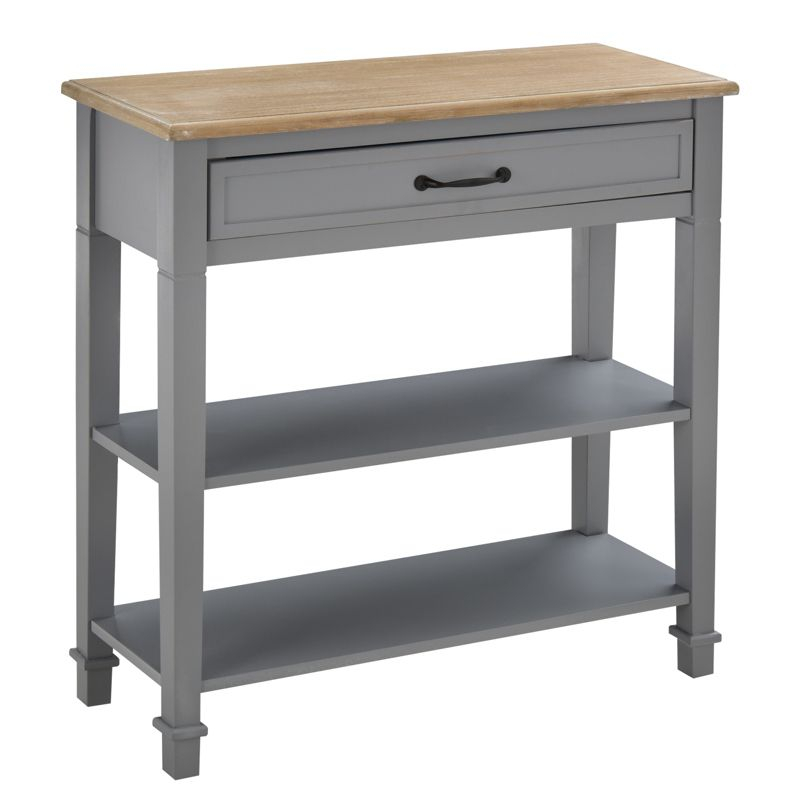 HOMCOM Entry Way Table Modern Style Sofa Console with Drawer and Shelves, Sturdy Build, and Large Storage, Gray