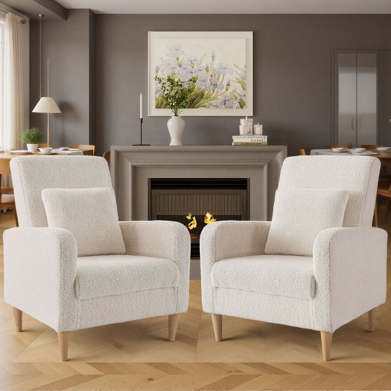 Ora Maison Modern Fabric Armchair with Cushion, Upholstered Side Chair for Living Room, Solo Sofa Chair with Wood Support,Beige