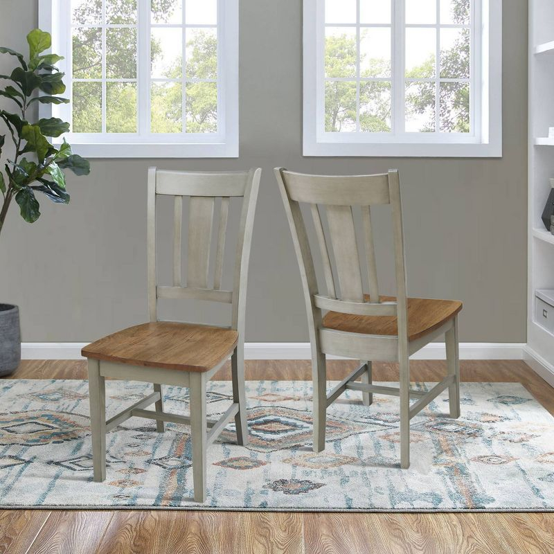 Set of 2 San Remo Splat Back Chairs Natural - International Concepts: Solid Wood, Mid-Century Design, Spot Clean
