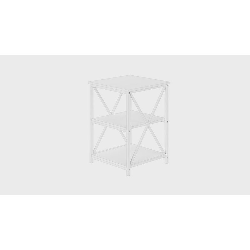 Accent Table Side End Nightstand Lamp Living Room Bedroom White Laminate White Metal Contemporary Modern